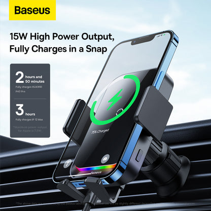 Trådløs Bilader Baseus Halo, 15W, 1.67A, Svart SUDD000001