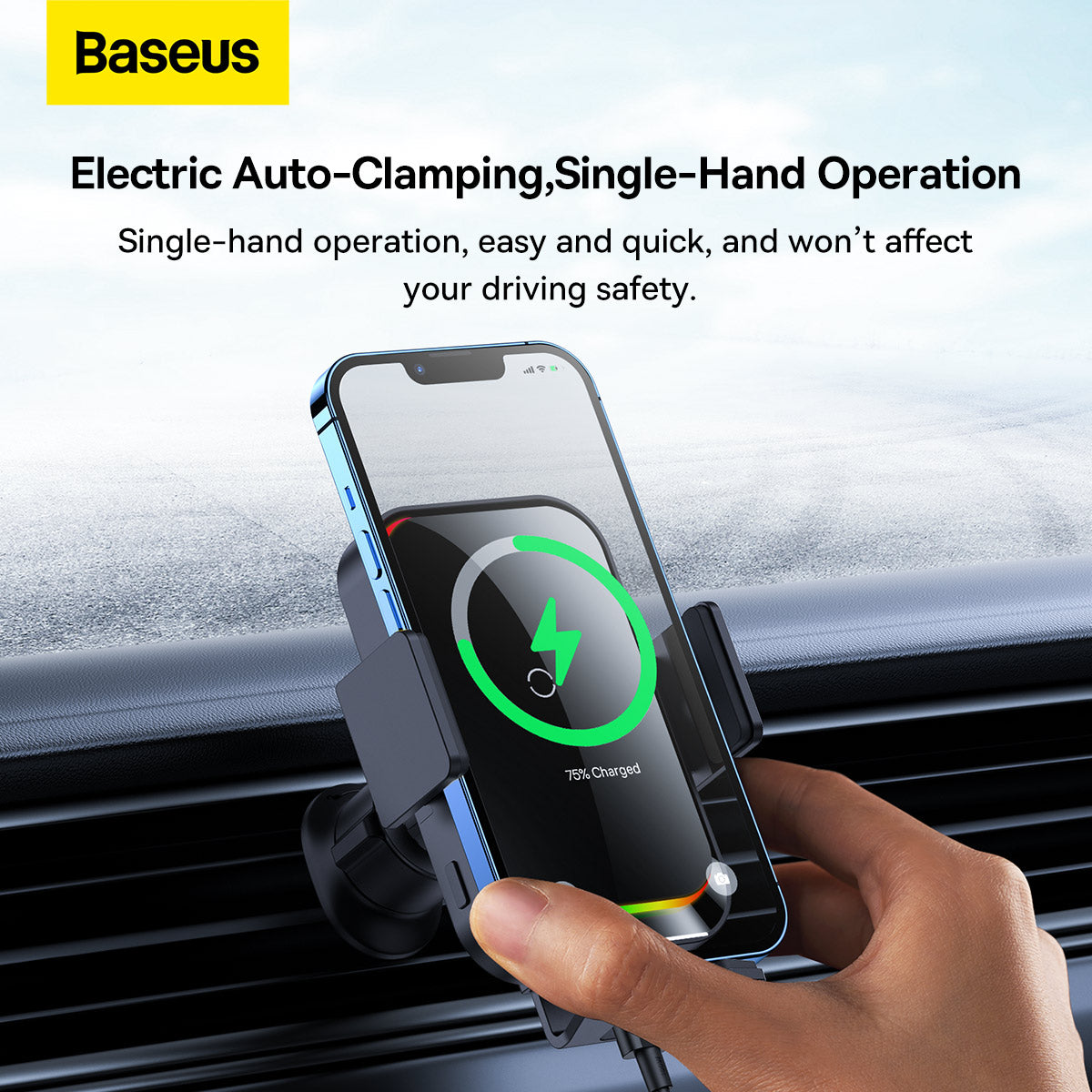 Trådløs Bilader Baseus Halo, 15W, 1.67A, Svart SUDD000001