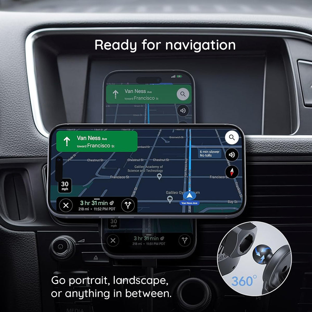 Trådløs Bil Lader ESR CryoBoost, 15W, 1.67A, Sølv