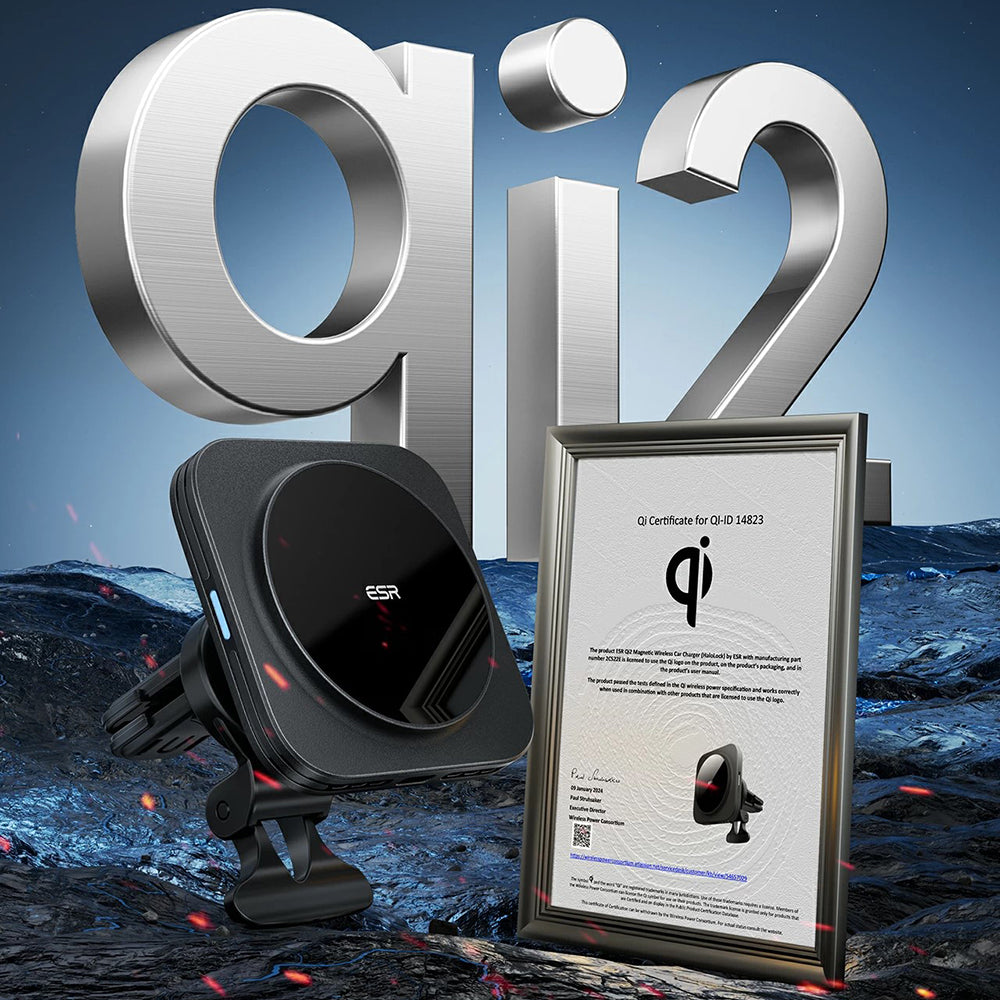 Trådløs Bil Lader ESR HaloLock Vent, 15W, 1.67A, Svart
