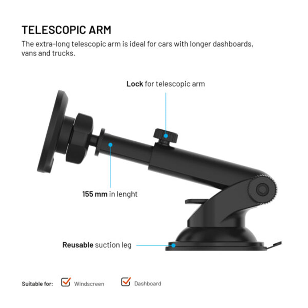 Trådløs Bil Lader Fixed MagRound 2 XL, 15W, 1.67A, Svart