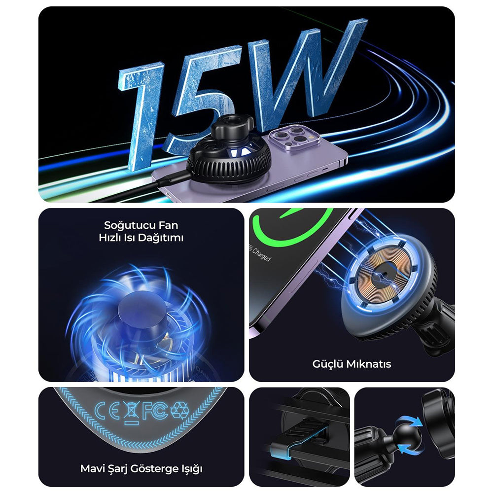 Trådløs Bil Lader HAVIT W3036, 15W, 1.67A, Svart