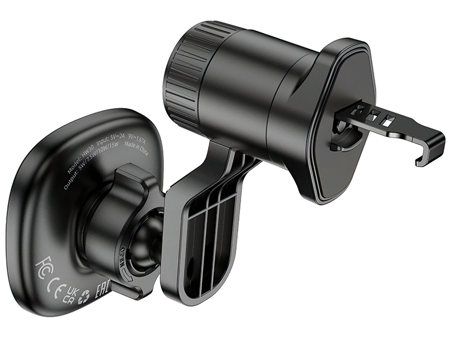 Trådløs Bil Lader HOCO HW30, 15W, 1.67A, Svart