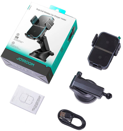 Trådløs Bil Lader Joyroom JR-ZS246s, 15W, 1.67A, Svart