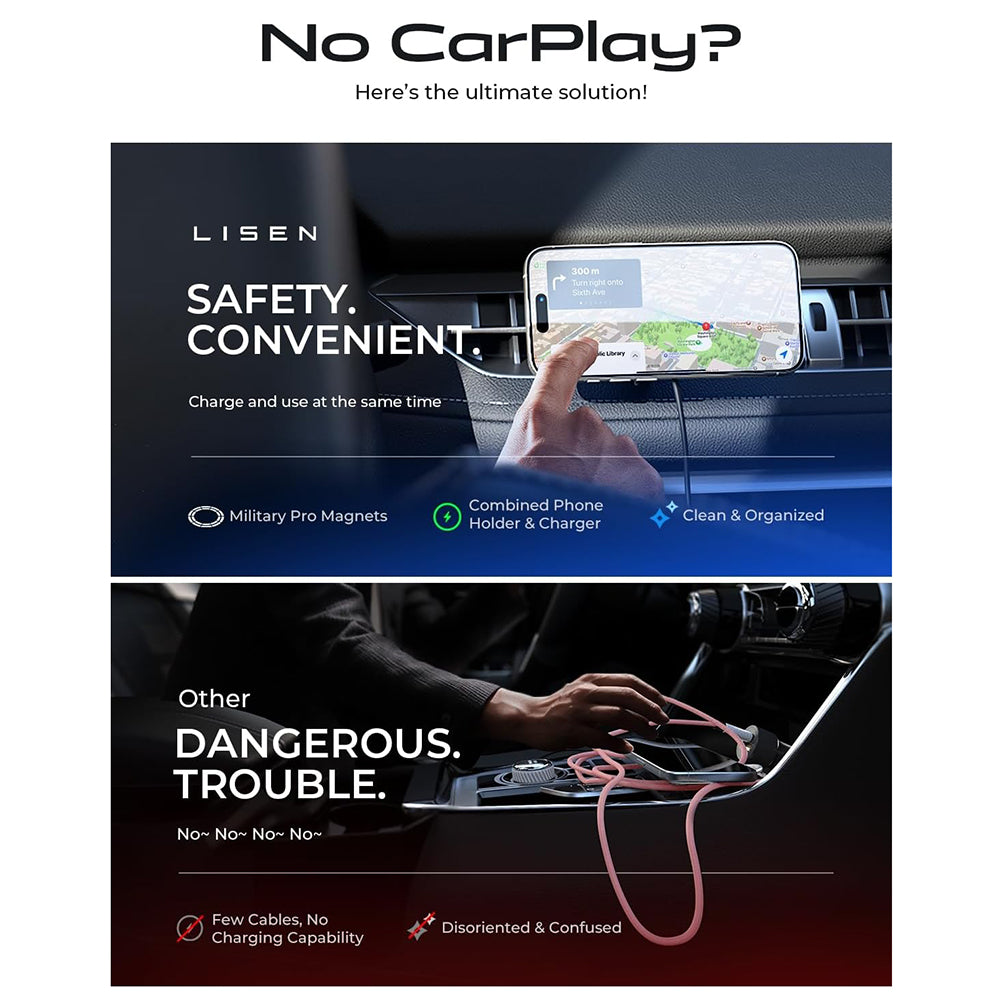 Lisen trådløs bilopplader, 15W, 1.67A, Svart YL0223070007