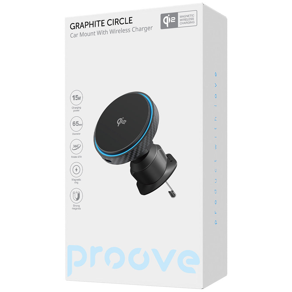 Trådløs Bil Lader Proove Graphite Circle, 15W, 1.67A, Svart WHGC15010001