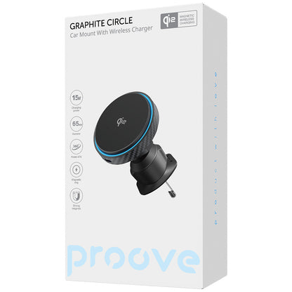 Trådløs Bil Lader Proove Graphite Circle, 15W, 1.67A, Svart WHGC15010001