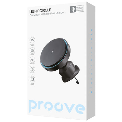 Trådløs Bil Lader Proove Light Circle, 15W, 1.67A, Svart WHLC15010001