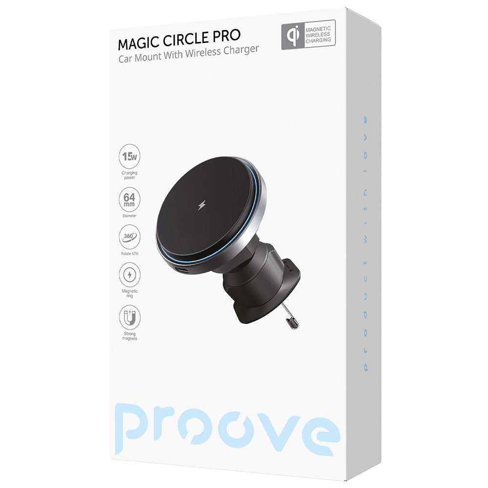 Trådløs Bil Lader Proove Magic Circle Pro, 15W, 1.67A, Svart WHMP15010001