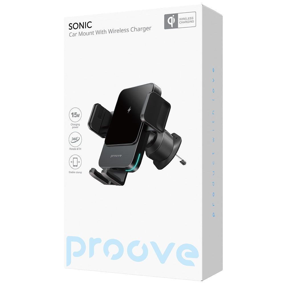 Trådløs Bil Lader Proove Sonic, 15W, 1.67A, Grå WHSN15002001