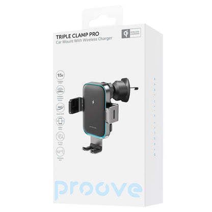 Trådløs Bil Lader Proove Triple Clamp Pro, 15W, 1.67A, Grå WHTP15010004