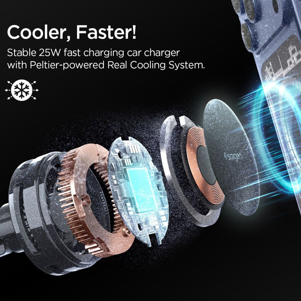 Trådløs Bil Lader Spigen Essential, 25W, 1.67A, Svart