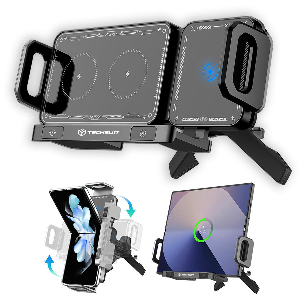 Trådløs Bil Lader Techsuit SW1 ModoDock, 15W, 1.67A, Svart