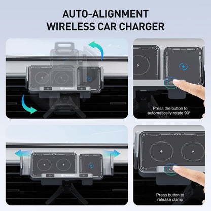 Trådløs Bil Lader Techsuit SW1 ModoDock, 15W, 1.67A, Svart