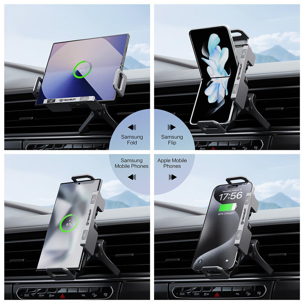 Trådløs Bil Lader Techsuit SW1 ModoDock, 15W, 1.67A, Svart