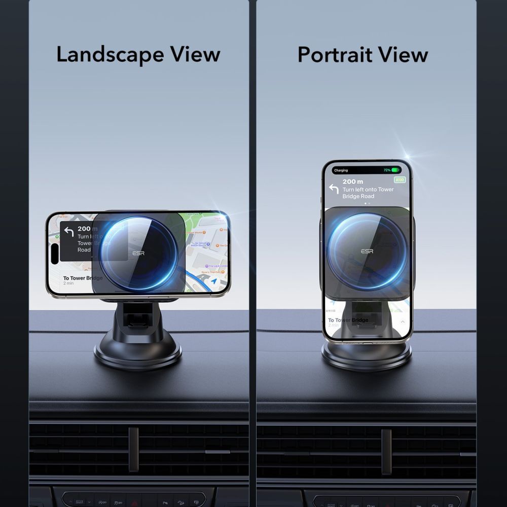 Trådløs Bil Lader ESR Halolock Dash, 15W, 1.67A, Svart