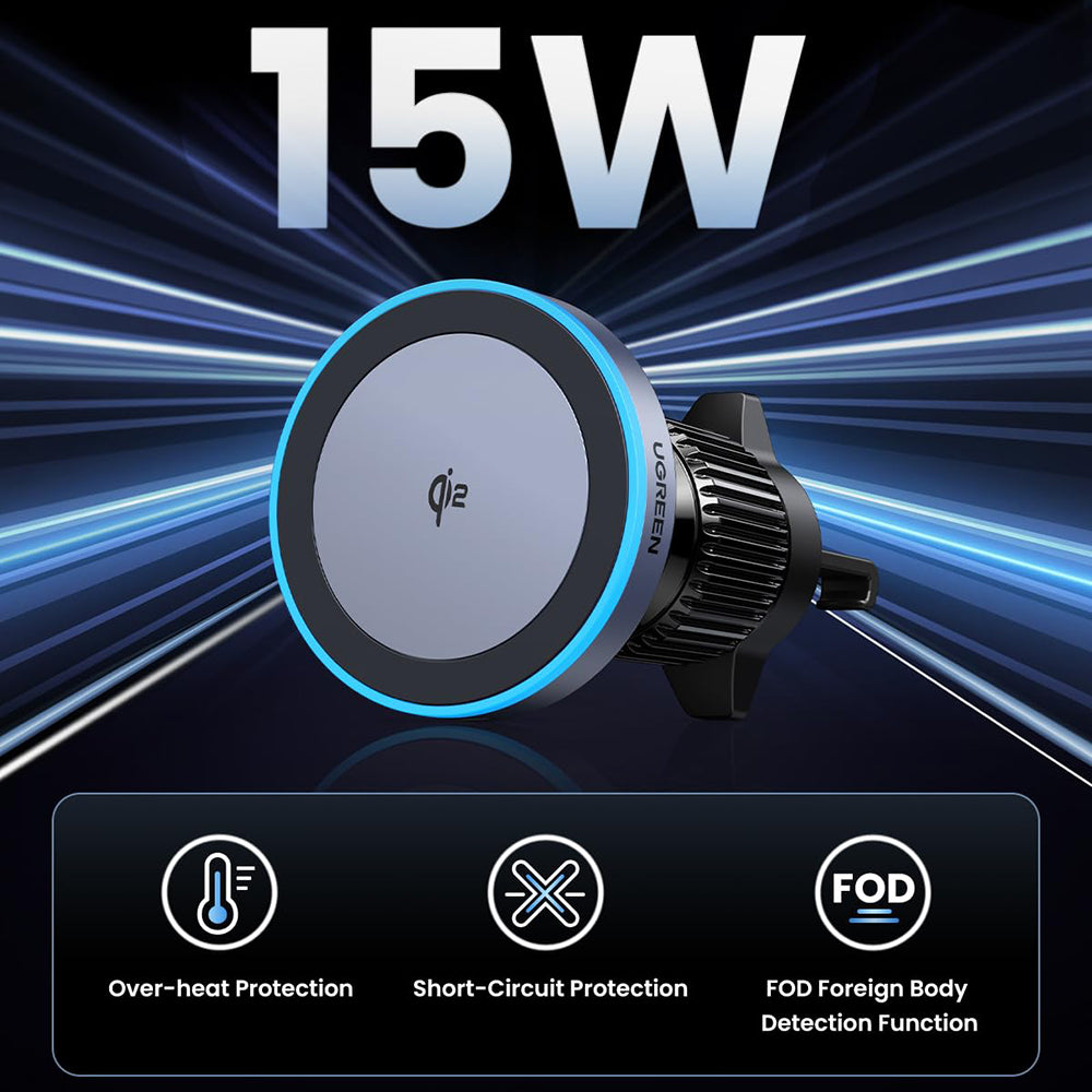 UGREEN W708 Trådløs Bilopplader, 15W, 1.67A, Svart