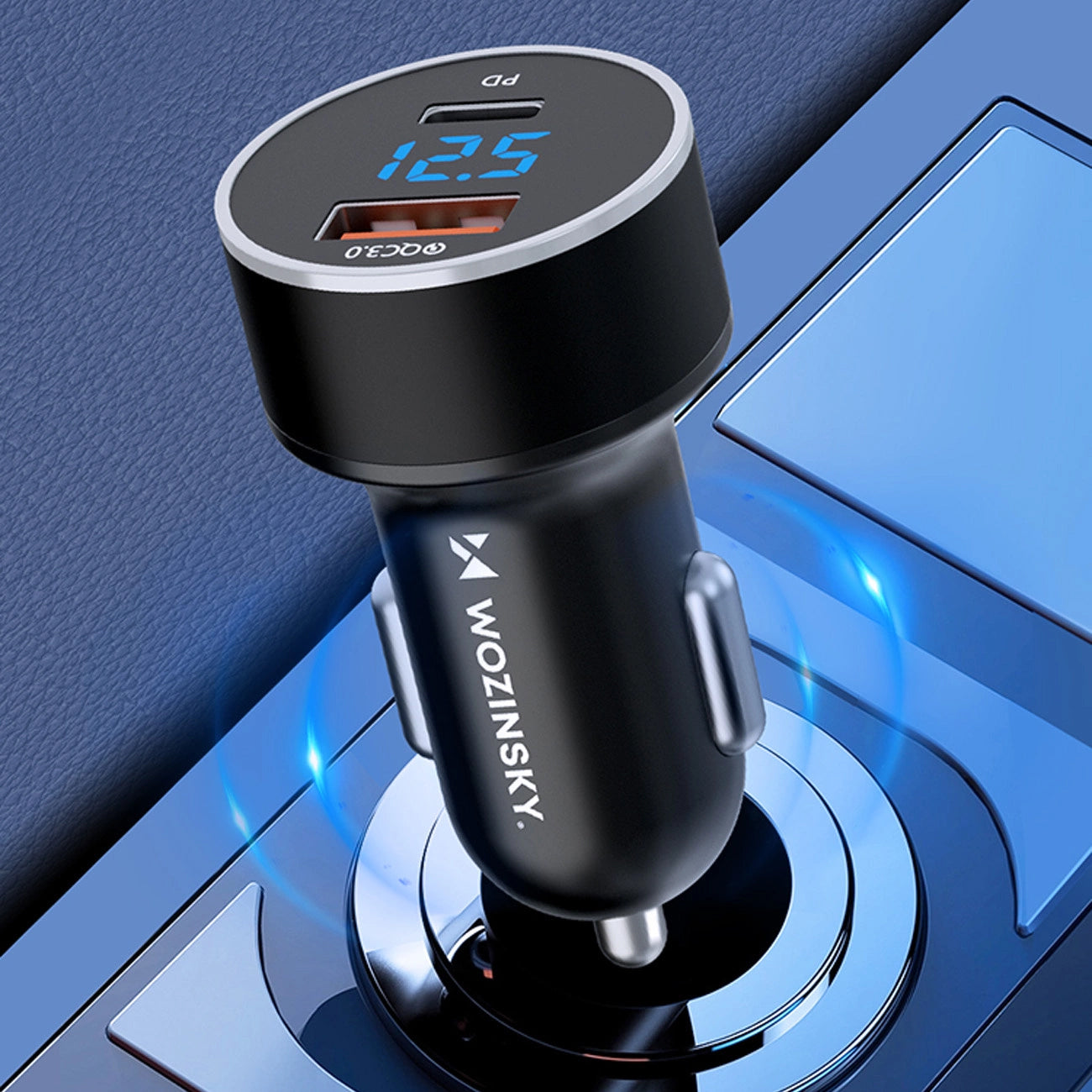 Billader WZK WDCCAC, 36W, 3A, 1 x USB-A - 1 x USB-C, svart 
