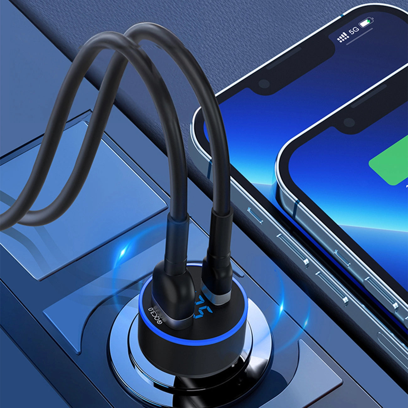 Billader WZK WDCCAC, 36W, 3A, 1 x USB-A - 1 x USB-C, svart 
