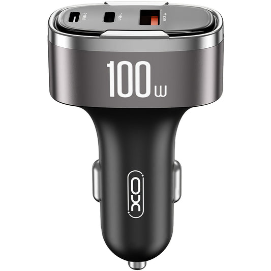 Bilader XO Design CC61, 100W, 3A, 1 x Lightning - 1 x USB-A - 1 x USB-C, Grå