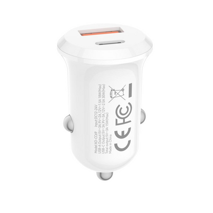 Bilader XO Design CC69, 30W, 3A, 1 x USB-A - 1 x USB-C, Hvit