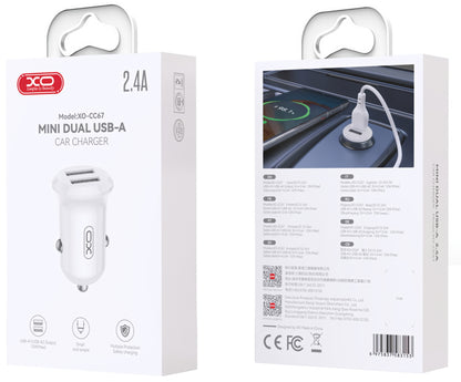 Bilader XO Design CC67, 12W, 2.4A, 2 x USB-A, Hvit