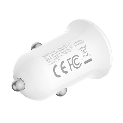 Bilader XO Design CC69, 30W, 3A, 1 x USB-A - 1 x USB-C, Hvit