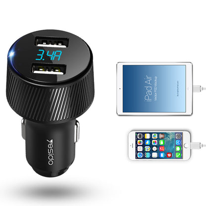 Bilader Yesido Y31 Display, 18W, 3A, 2 x USB-A, Svart