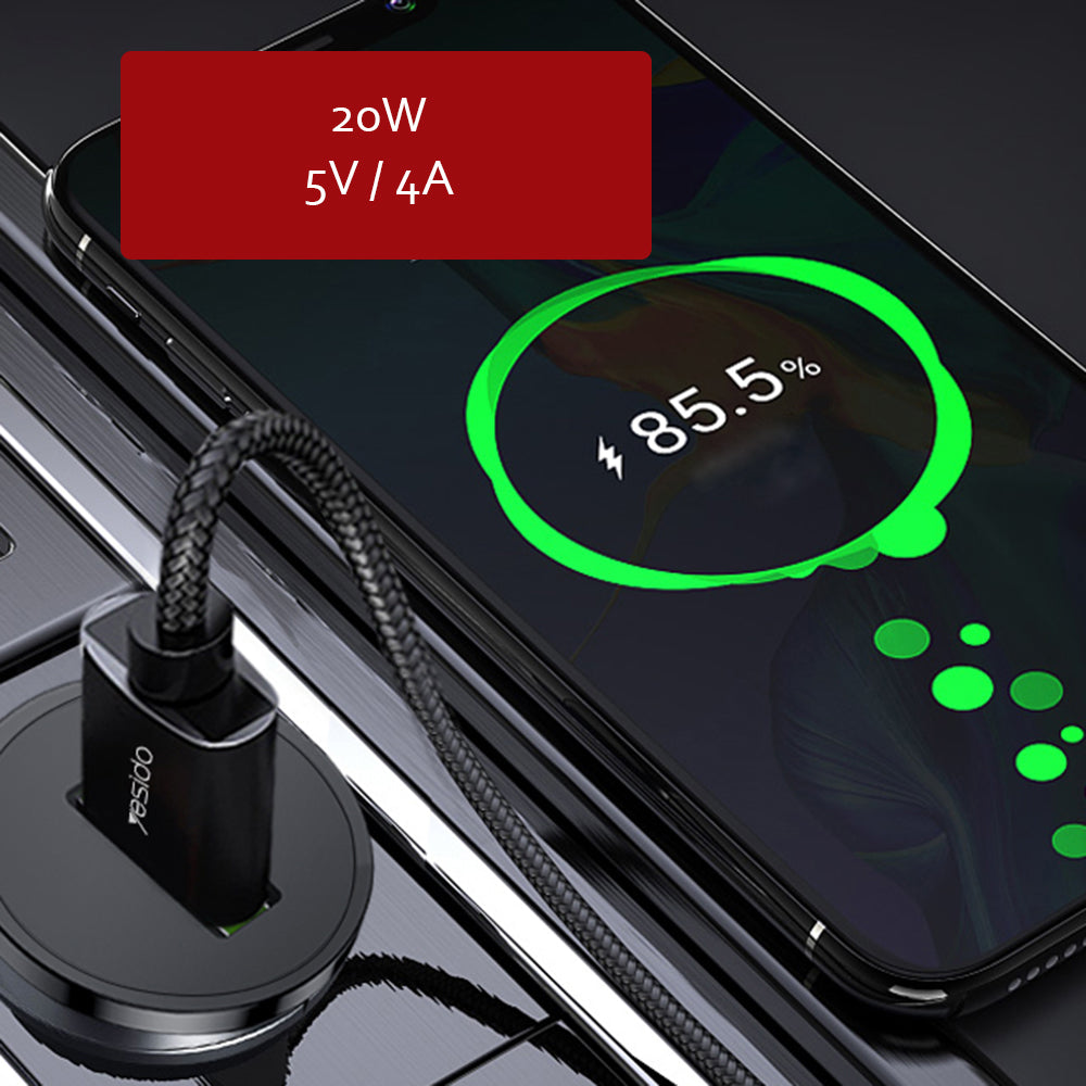 Bilader Yesido Y38, 18W, 3A, 1 x USB-A, Svart