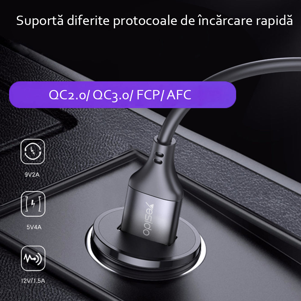 Bilader Yesido Y38, 18W, 3A, 1 x USB-A, Svart