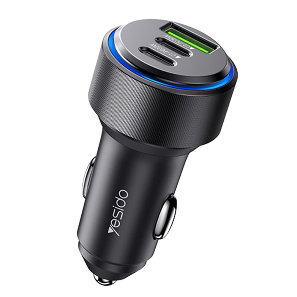 Bilader Yesido Y50, 60W, 3A, 1 x USB-A - 2 x USB-C, Svart