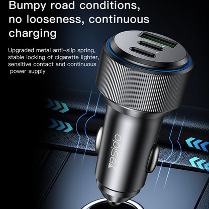 Bilader Yesido Y50, 60W, 3A, 1 x USB-A - 2 x USB-C, Svart