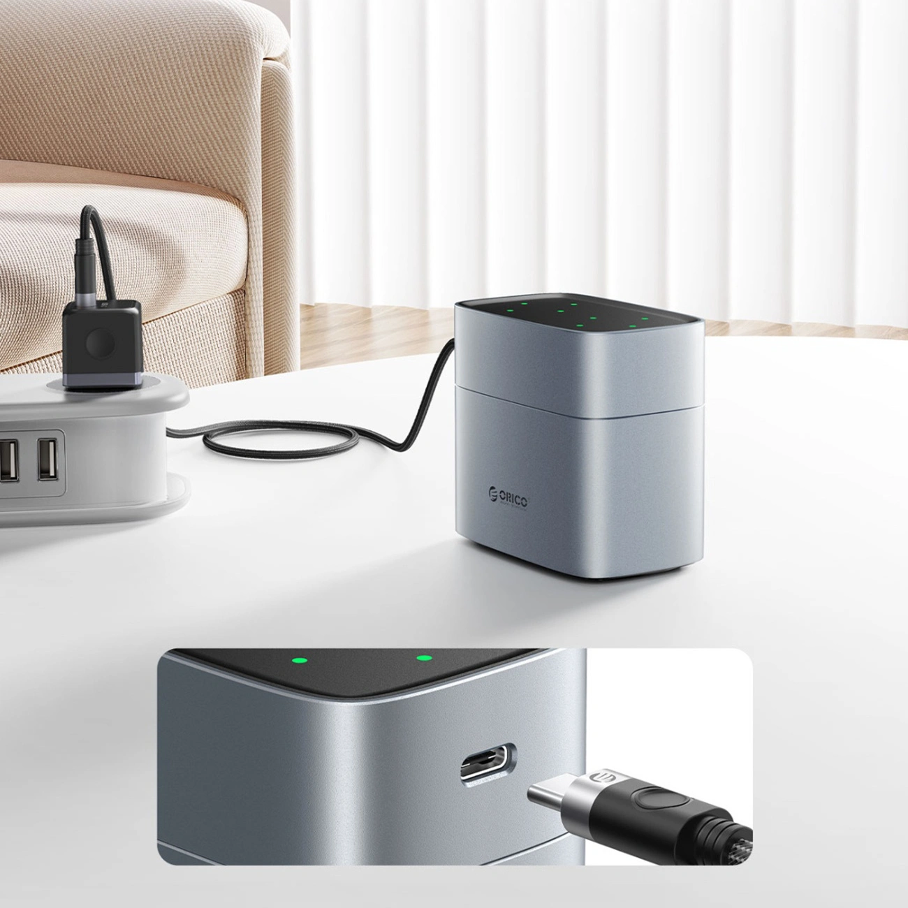 Orico EV8 Batterilader, AA, Grå