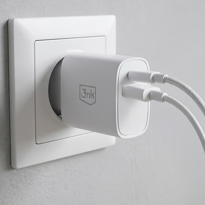 3MK FlowPower nettadapter, 25W, 1 x USB-A - 1 x USB-C, hvit