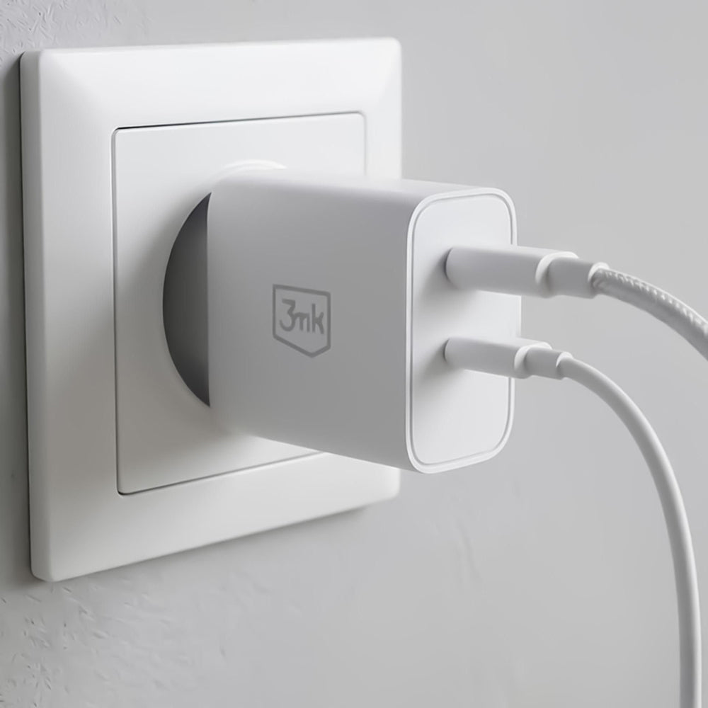 3MK FlowPower Nettlader, 45W, 1 x USB-A - 1 x USB-C, Hvit