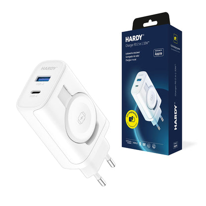 Nettlader 3MK Hardy 2in1, 33W, 3A, 1 x USB-A - 1 x USB-C, Hvit