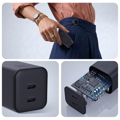 3MK Hyper Nettlader, 45W, 2 x USB-C, Svart