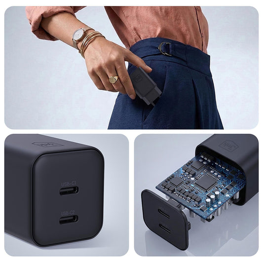 3MK Hyper Nettlader, 45W, 2 x USB-C, Svart