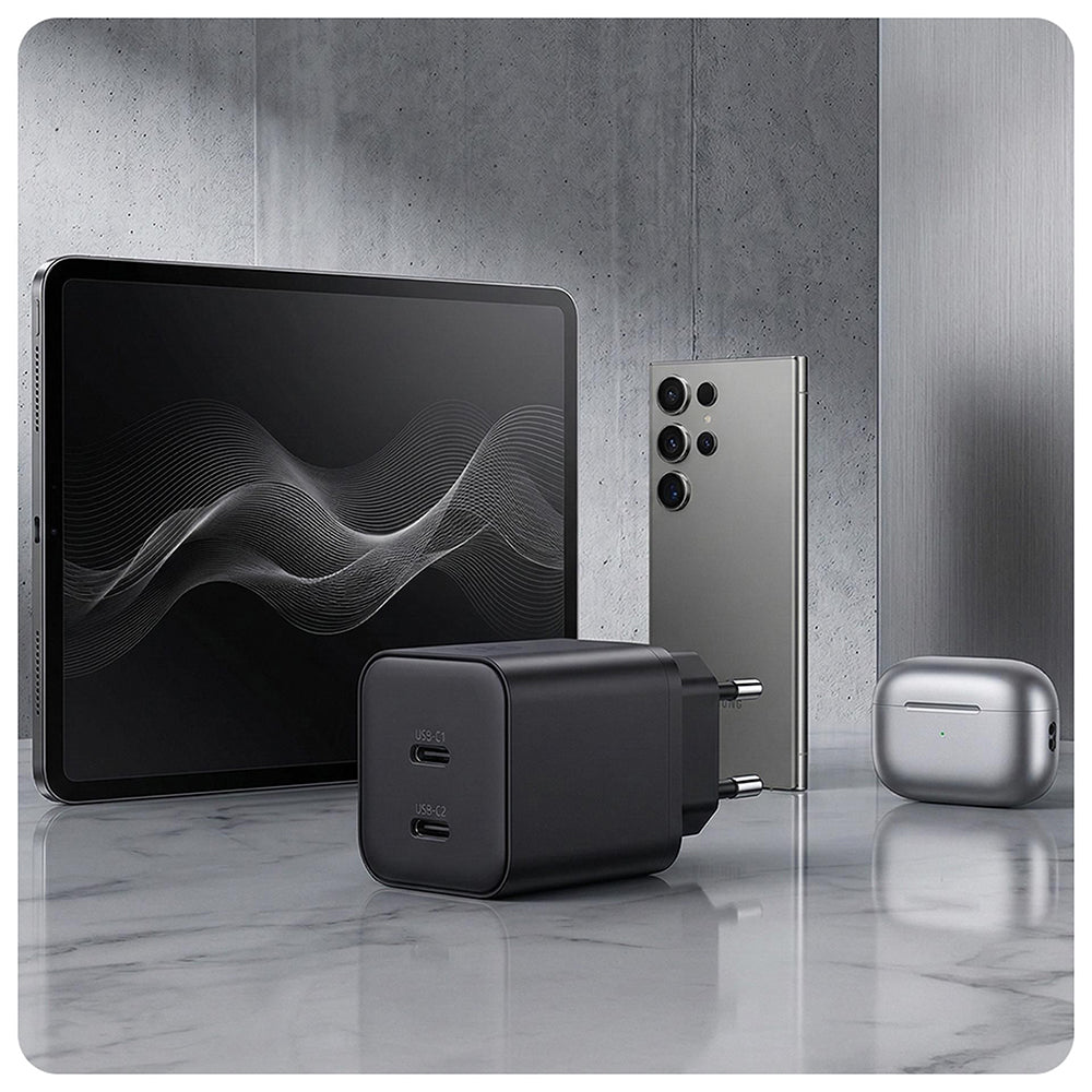 3MK Hyper Nettlader, 45W, 2 x USB-C, Svart