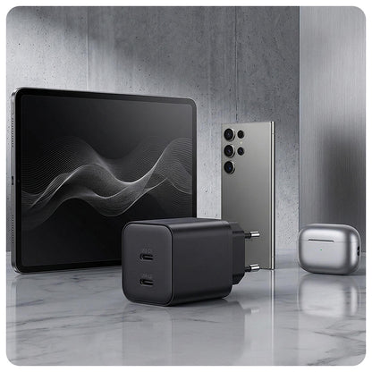 3MK Hyper Nettlader, 45W, 2 x USB-C, Svart