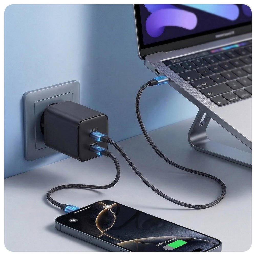 3MK Hyper Nettlader, 45W, 2 x USB-C, Svart