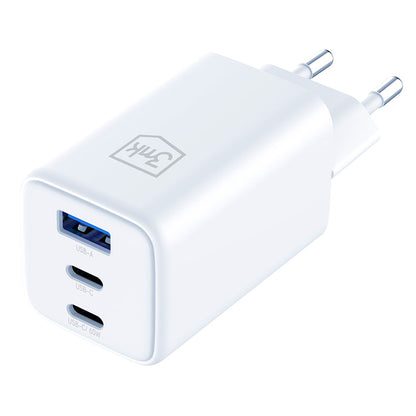 Nettlader 3MK Hyper, 65W, 3.25A, 1 x USB-A - 2 x USB-C, Hvit