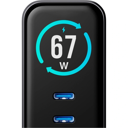 3MK InCharge Lumin Display Nettlader, 67W, 5A, 1 x USB-A - 2 x USB-C, Svart