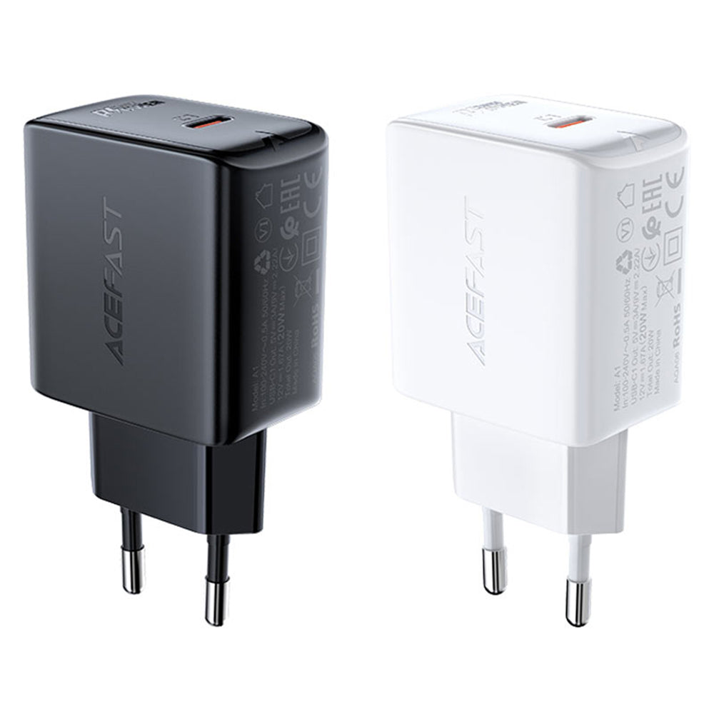 Nettlader Acefast A1, 20W, 3A, 1 x USB-C, Svart