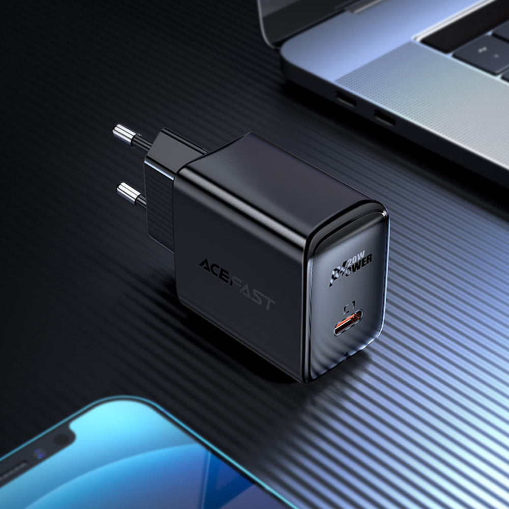 Nettlader Acefast A1, 20W, 3A, 1 x USB-C, Svart