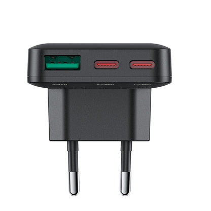 Nettlader Acefast A100, 65W, 3.25A, 1 x USB-A - 2 x USB-C, Svart