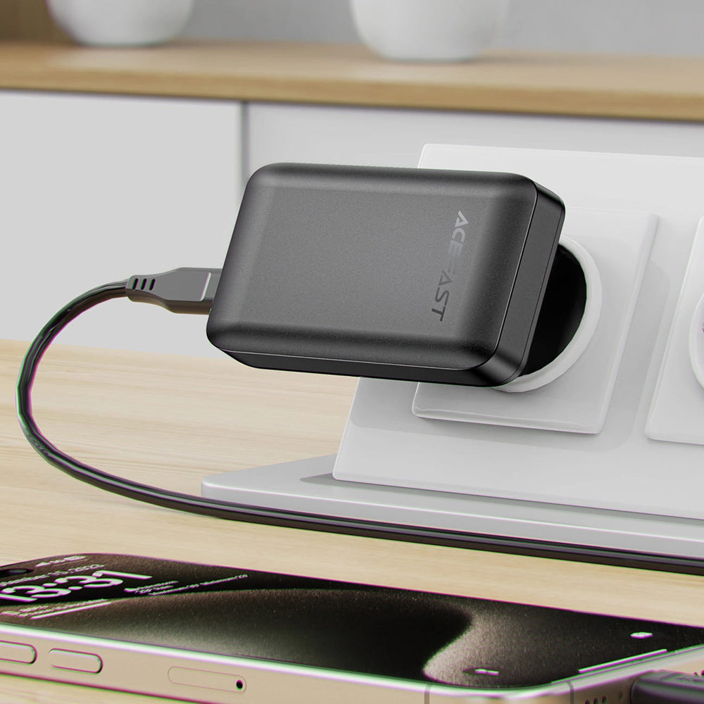 Nettlader Acefast A100, 65W, 3.25A, 1 x USB-A - 2 x USB-C, Svart