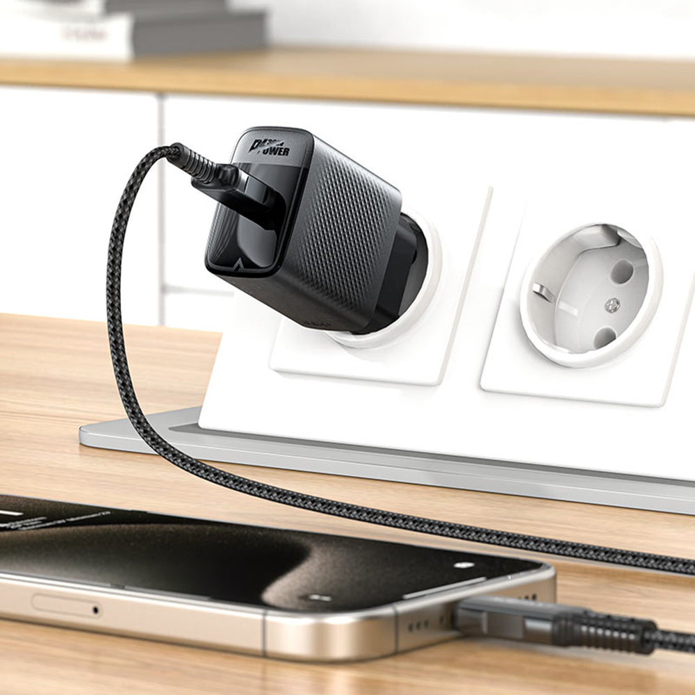 Acefast A102 nettverkslader, 30W, 3A, 1 x USB-C, Svart