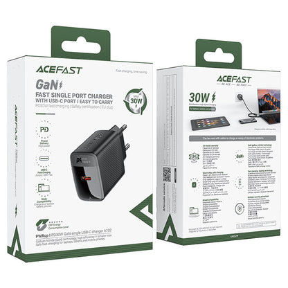 Acefast A102 nettverkslader, 30W, 3A, 1 x USB-C, Svart