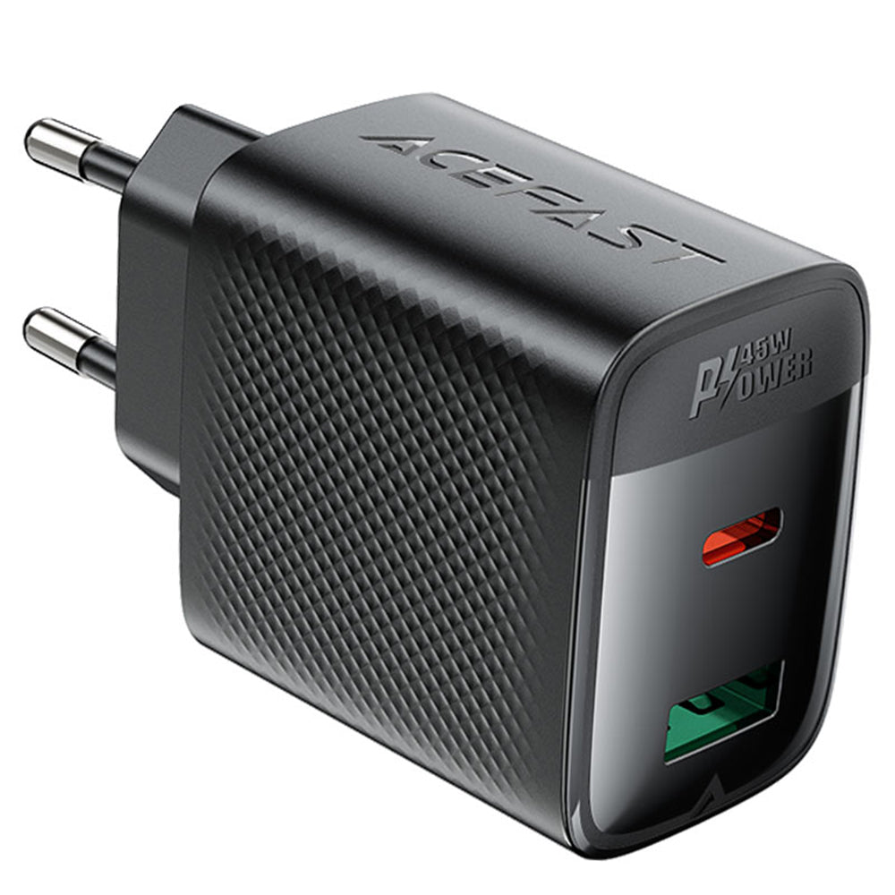 Nettlader Acefast A106, 45W, 3A, 1 x USB-A - 1 x USB-C, Svart